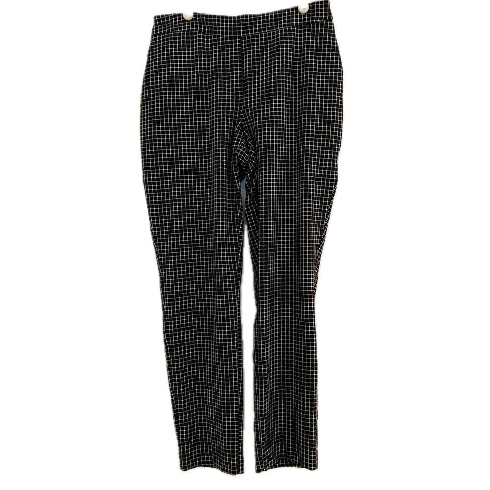 Rachel Zoe Black White Grid‎ Pattern Pull On Ankle Pants Trousers XS